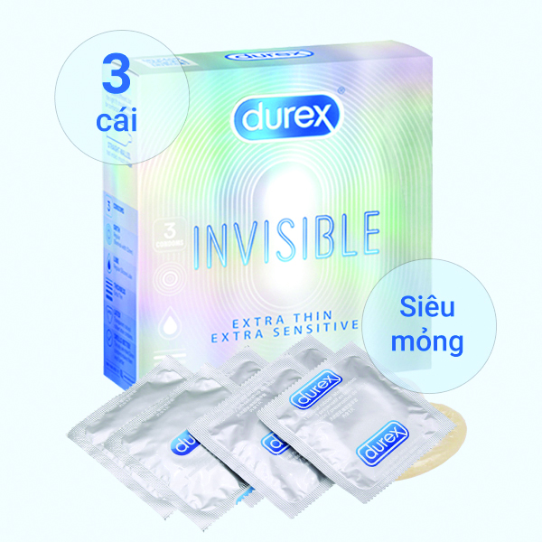 Bao Cao Su Durex Invisible Extra Thin Extra Sensitive Hộp 3 Cái 