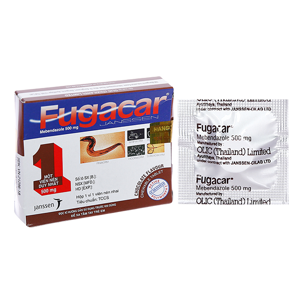 Fugacar Mebendazole 500mg Vị Chocolate