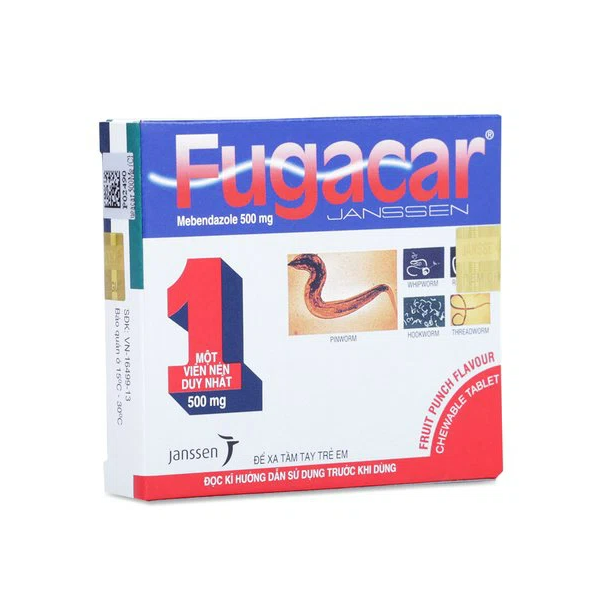 Fugacar Mebendazole 500mg Vị Trái Cây