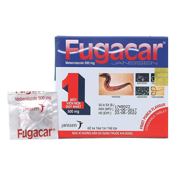 Fugacar Mebendazole 500mg Vị Trái Cây